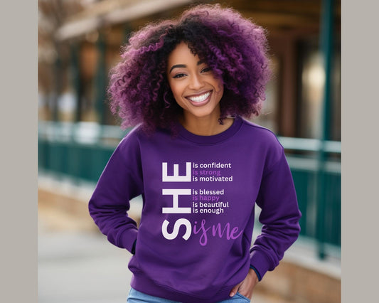 She Is Sweatshirt Purple